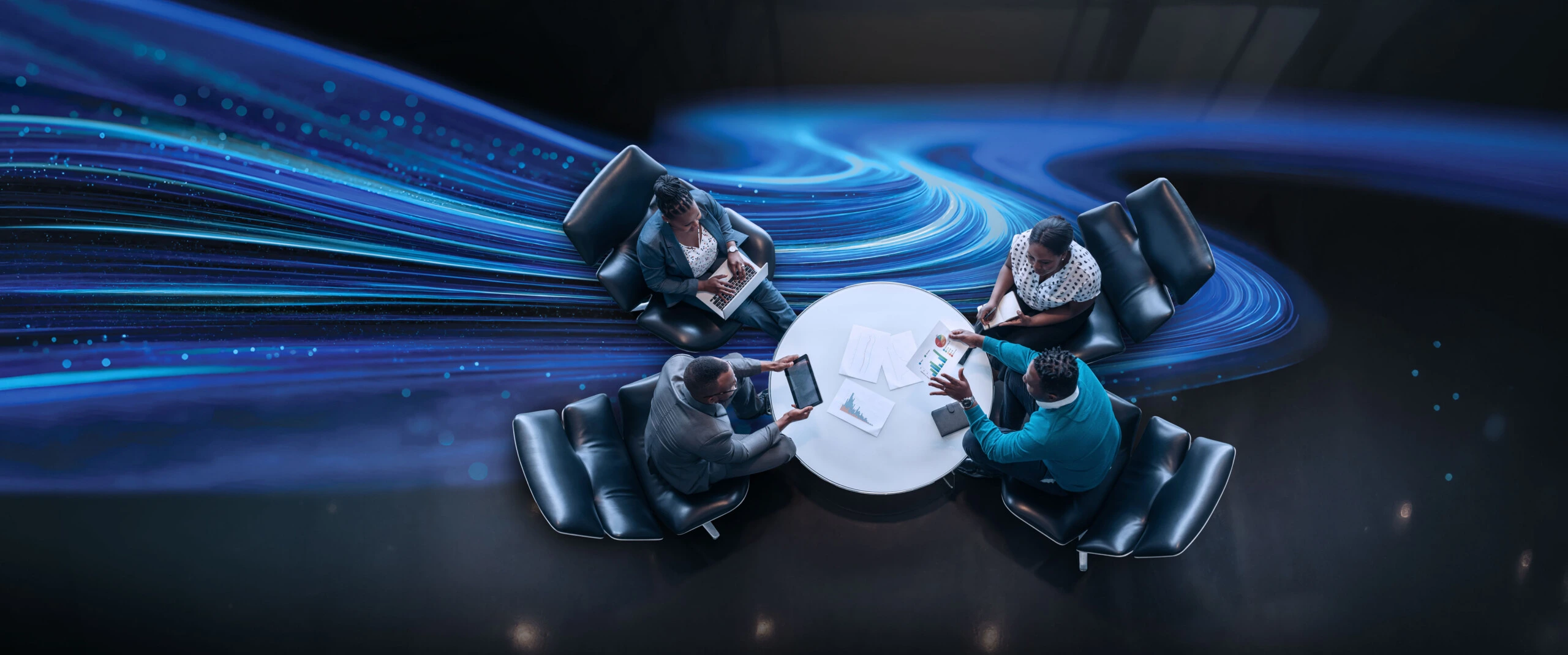 Business People Strategic Meeting Digital Technology Wave Scaled