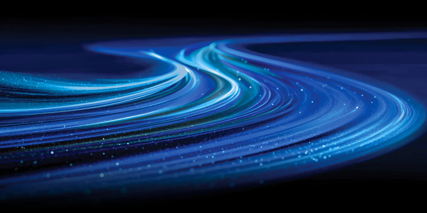 Graphical illustration of a blue digital wave