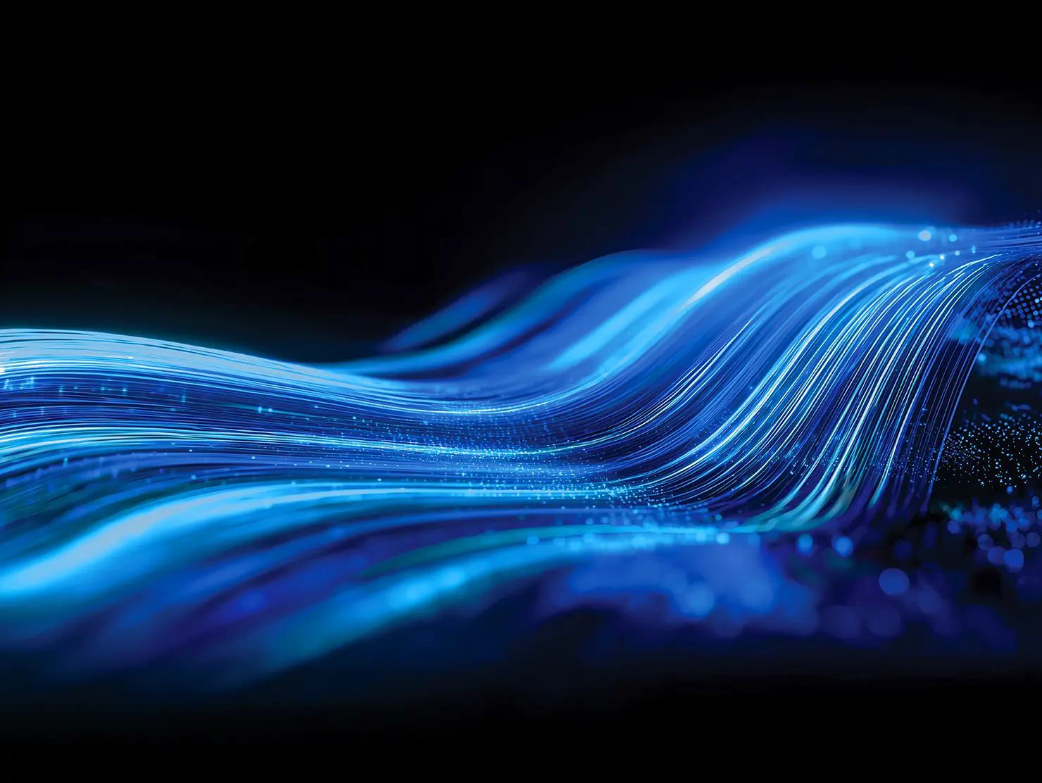 Graphical illustration of a blue digital wave
