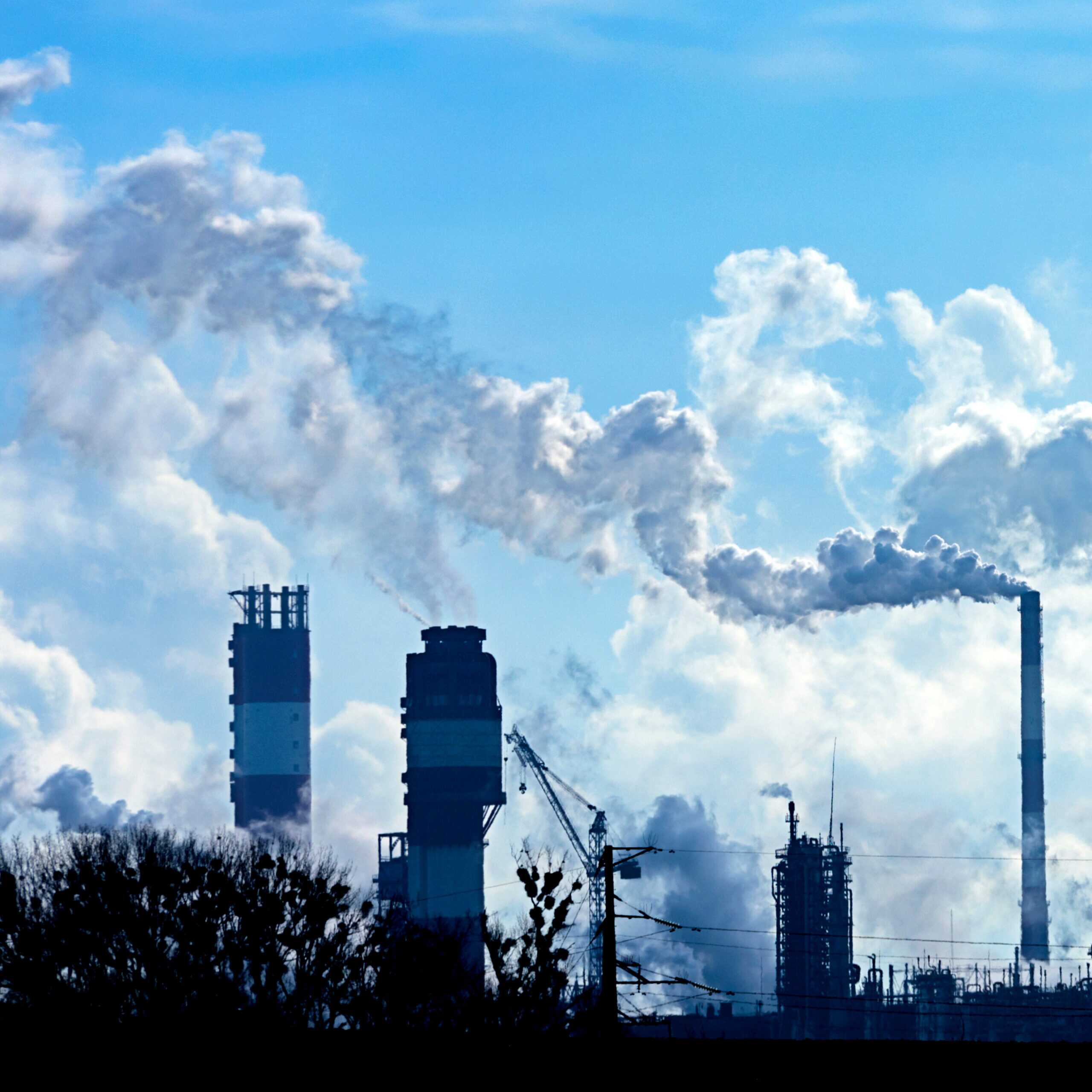 Air Pollution From Smoke Coming Out Of Factory Chimneys.